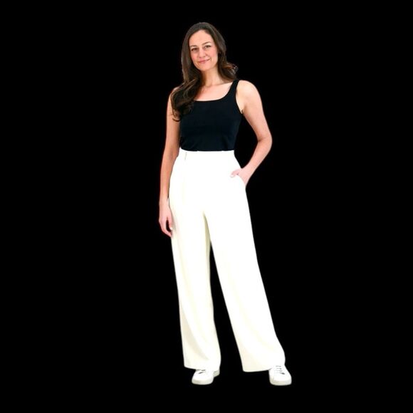 French Connection Women's Wide Leg Trouser Tan Size Large - Picture 3 of 10